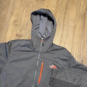 The North Face Men’s Hooded Zip Up Sweat Shirt Gray Orange Size Large